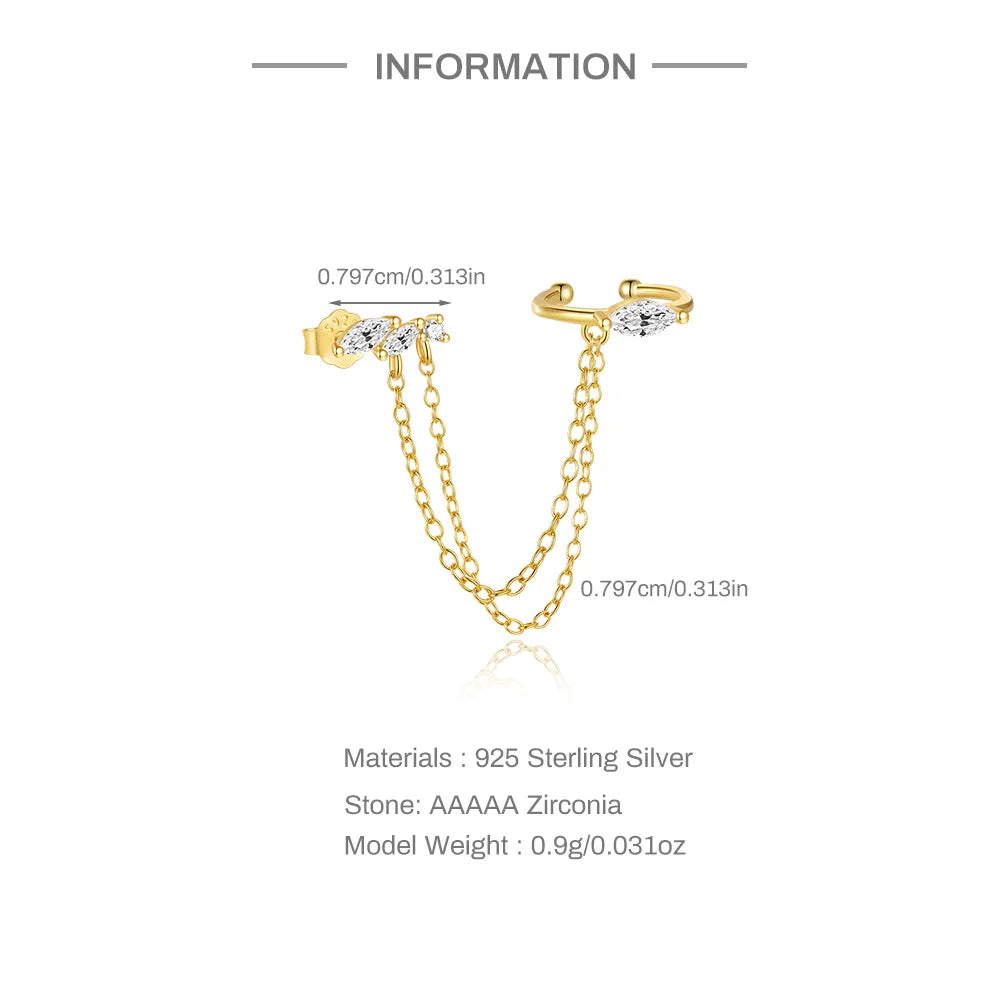 CANNER 925 Sterling Silver Horse Eye Tassel Zircon Drop Earrings – Minimalist Geometric Jewelry for Women