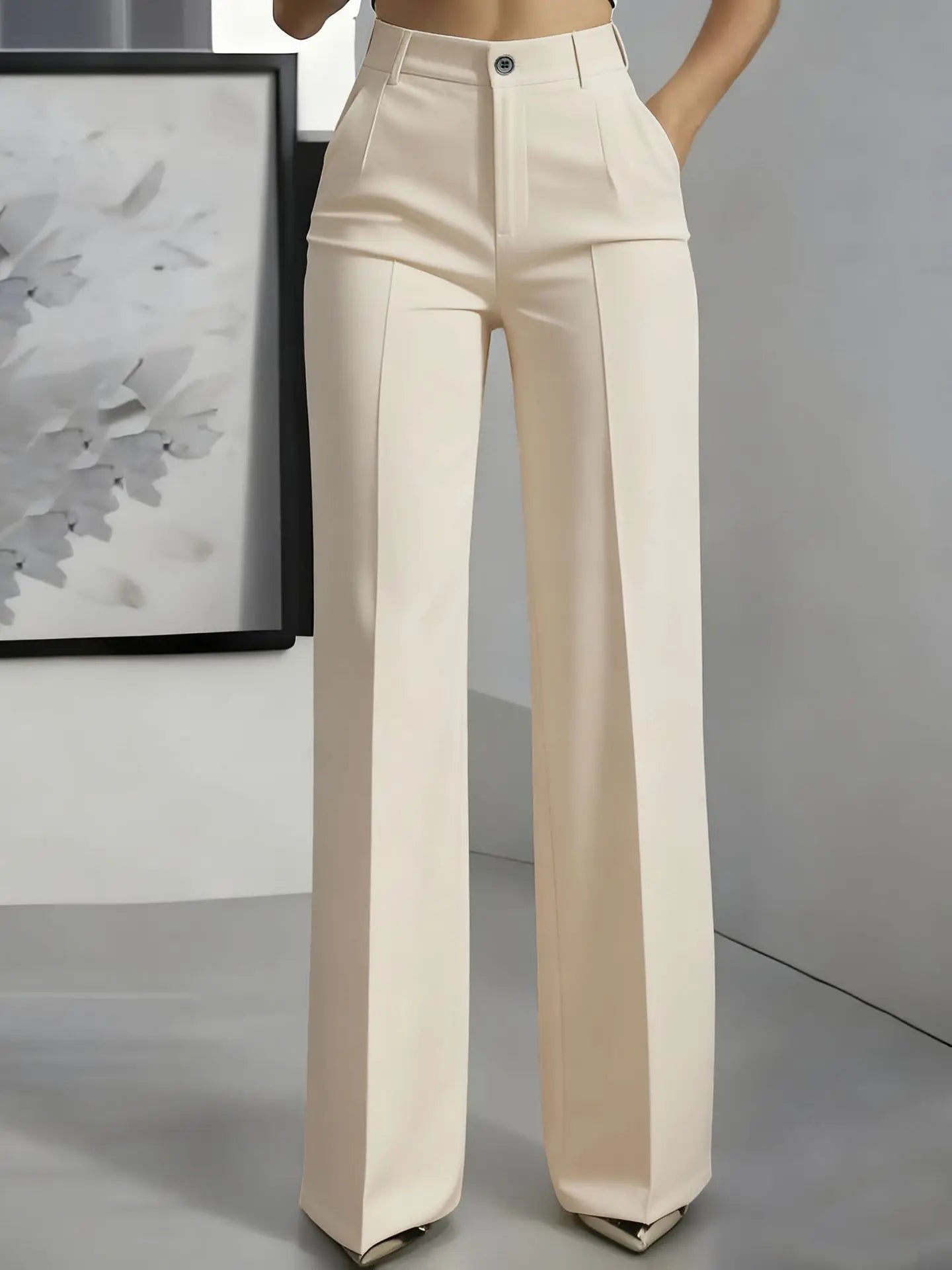 Women’s High Waist Dress Pants – Flowy Straight Leg Minimalist Office Trousers 👖✨