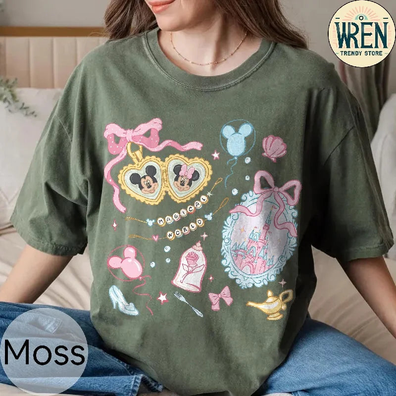 2025-26 Women’s Summer Fashion Mickey & Minnie Printed T-Shirt – Y2K Disney Cotton Loose Tee