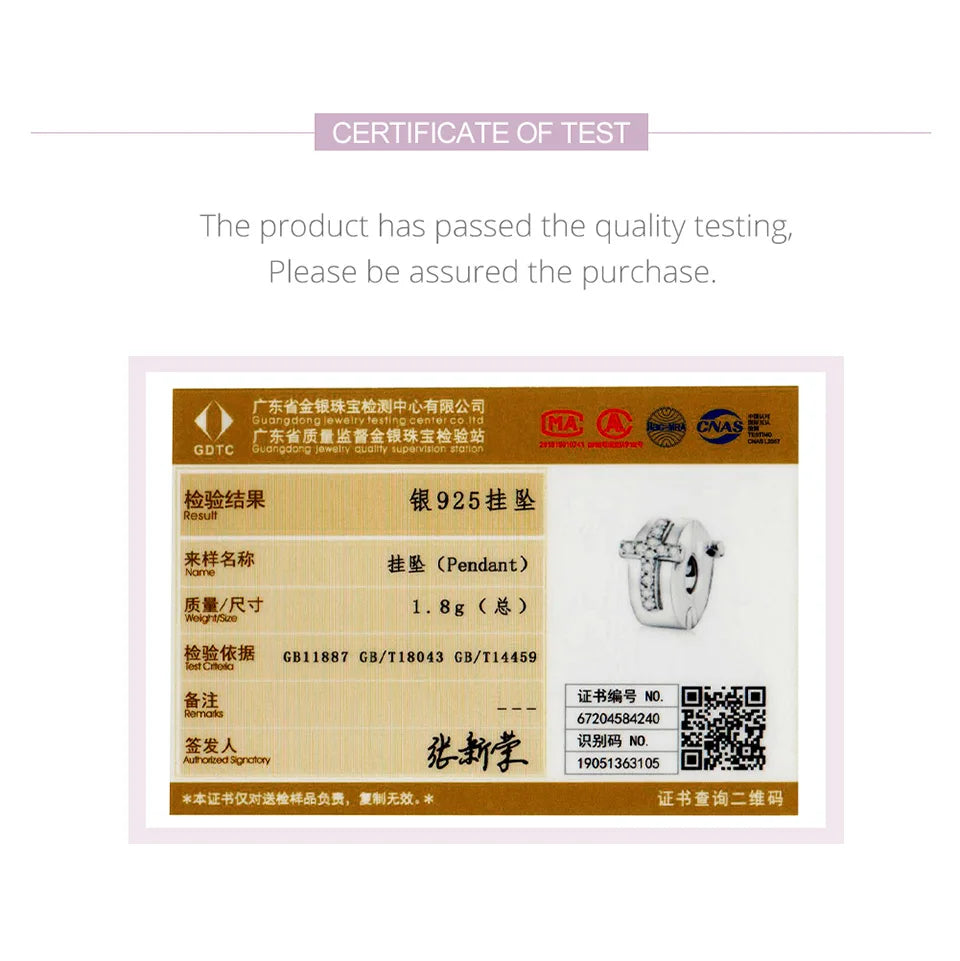 BISAER 925 Sterling Silver Clip Spacer Charm – Star & Cross Stopper Bead Fit Pandora Bracelet DIY Women’s Jewelry