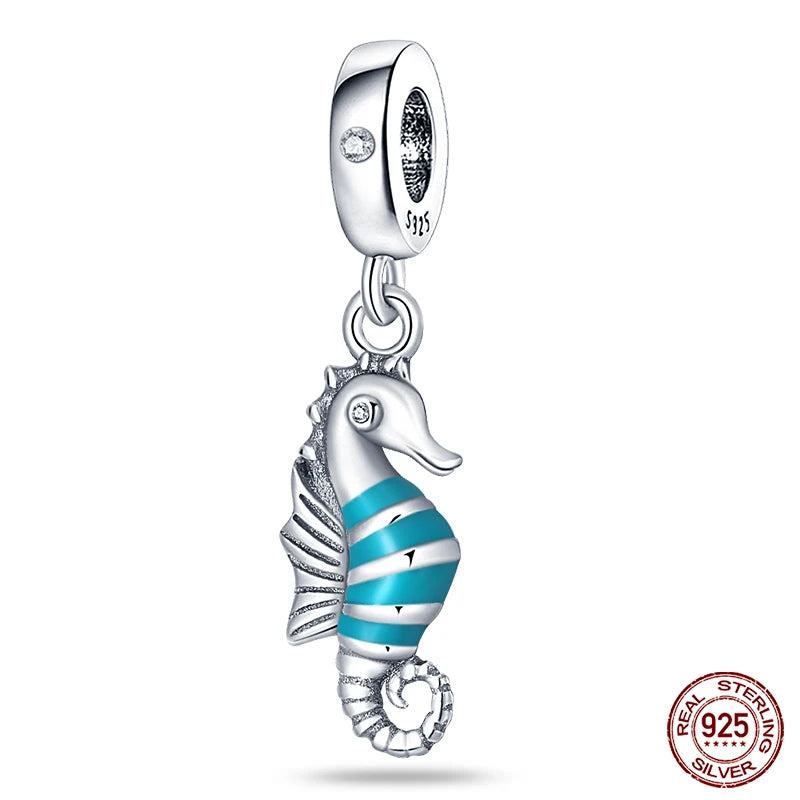 Blue Ocean Series 925 Sterling Silver Turtle Crab Mermaid Charms for 3mm Bracelet