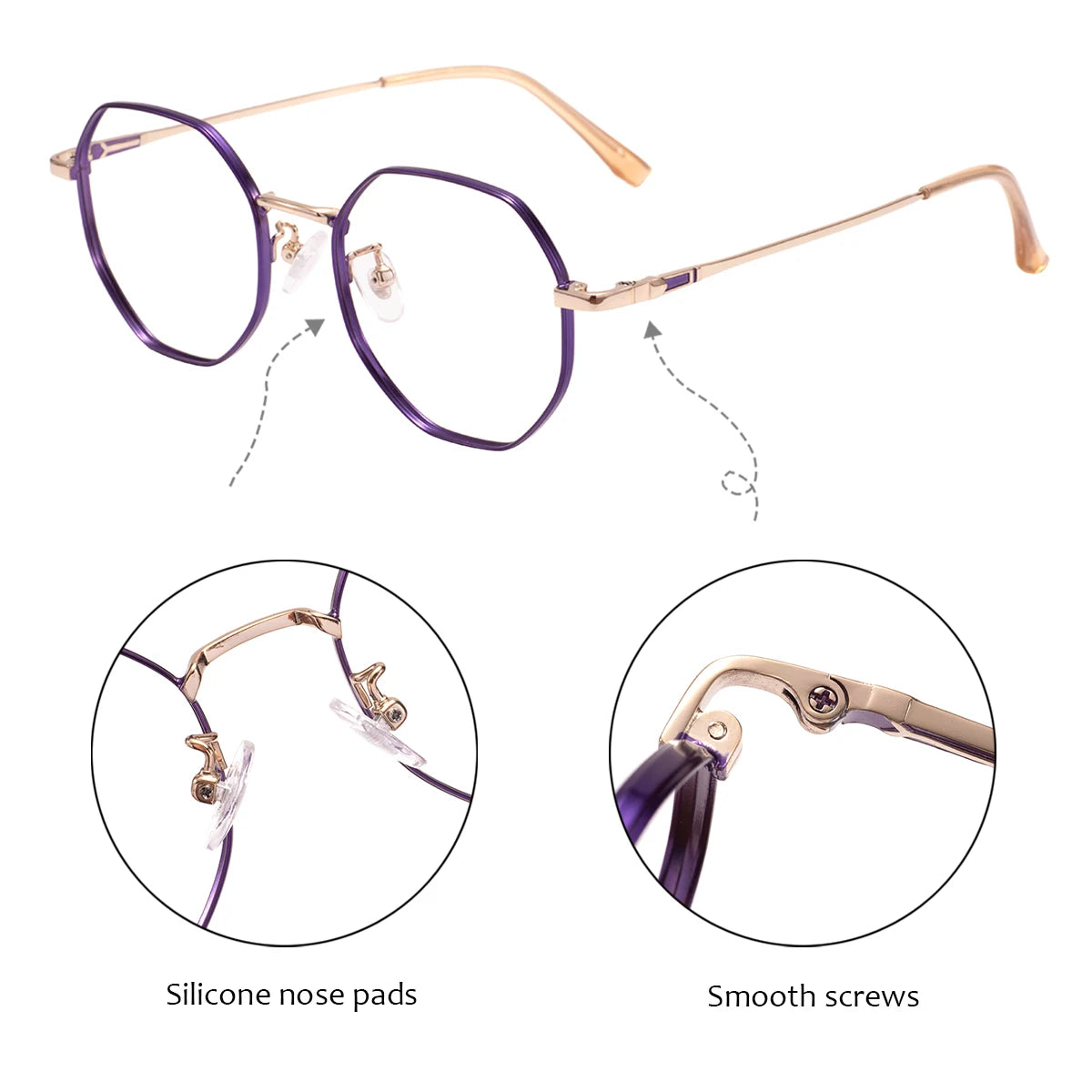 Geometric Colorful Round Glasses – Unisex Metal Full Rim Stylish Eyewear for Prescription Lenses