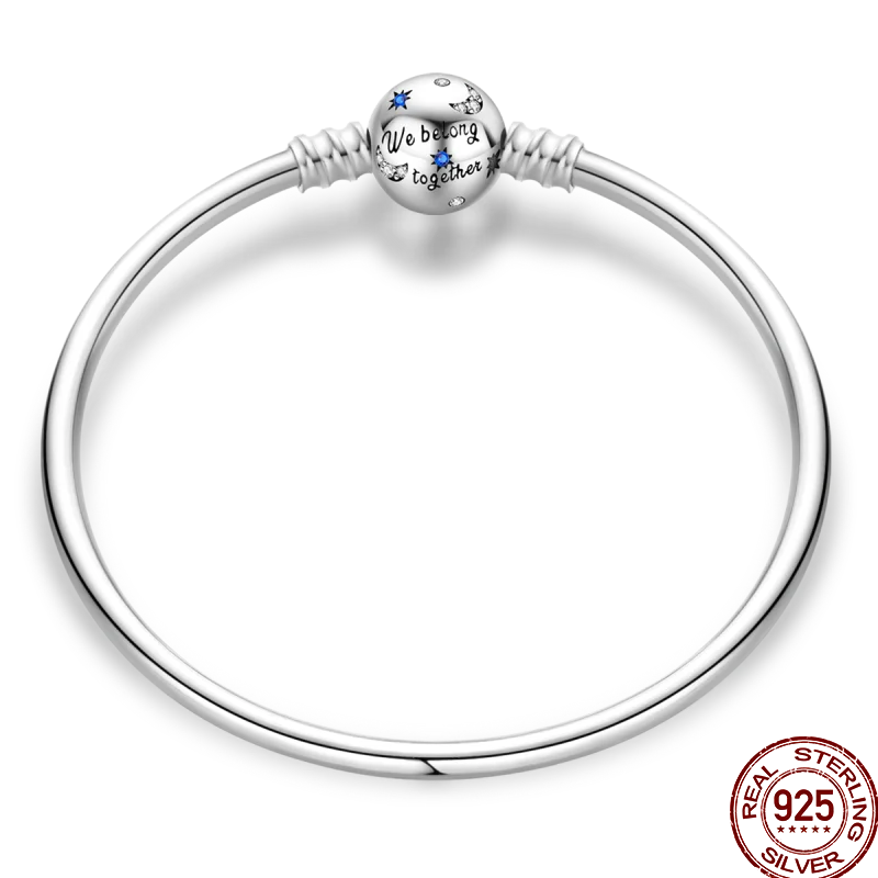 925 Sterling Silver Rainbow Leather Braided Bracelet | Eternal Love Stars & Moon Charm – DIY Women’s Beaded Jewelry Gift