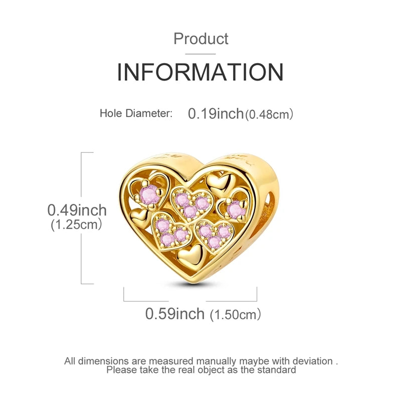 925 Sterling Silver Golden Charms Bow Cross Earth Passport Dangle | Fits Original Bracelet DIY Jewelry Gift for Women