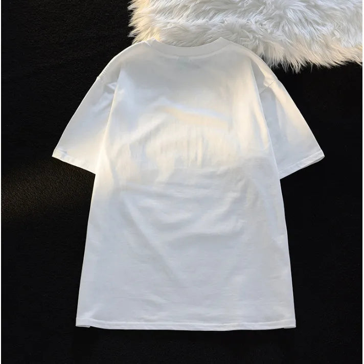 Cute Cartoon Cat Print Women’s T-Shirt – Round Neck Short Sleeve Casual Summer Tee 😻👕