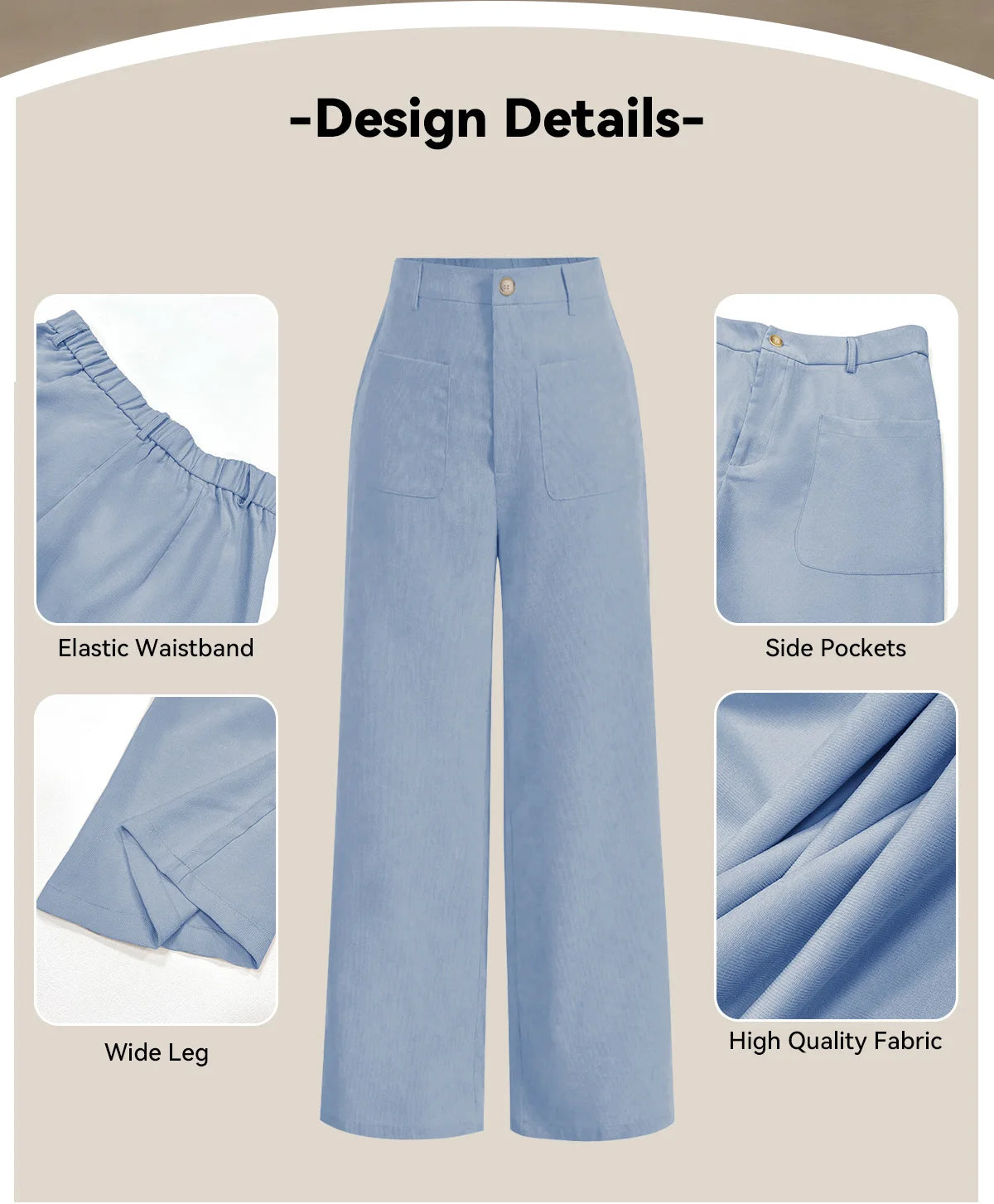 Women’s Plain High Waist Cargo Pants | Casual Streetwear Pocket Button Trousers | All-Season Ladies Bottoms