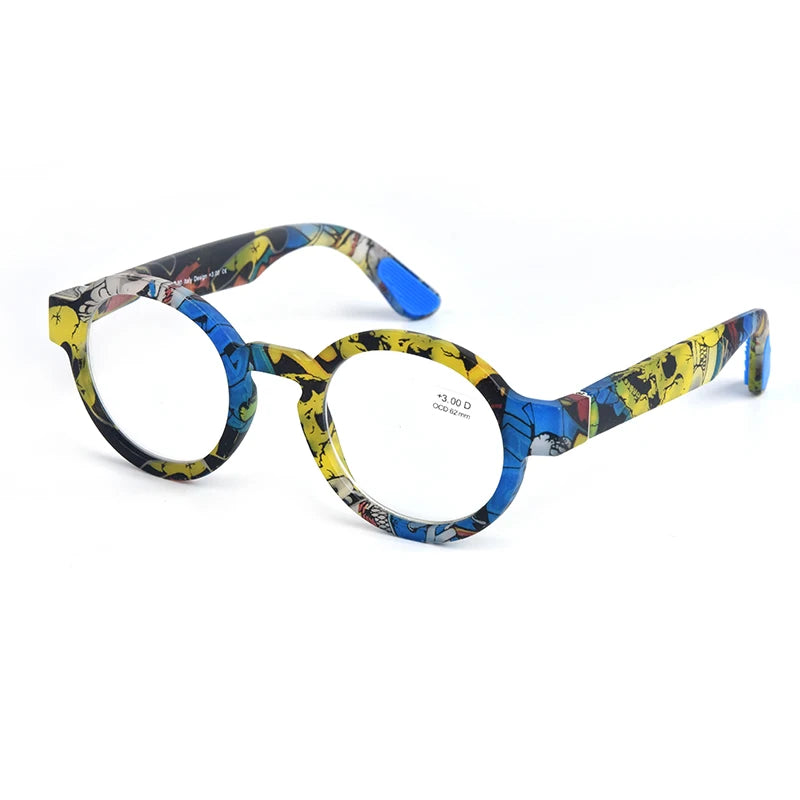 Guanhao Brand Men Reading Glasses – Vintage Round Frame Clear Eyewear | Thick Large Frame Presbyopia Glasses for Women & Elderly