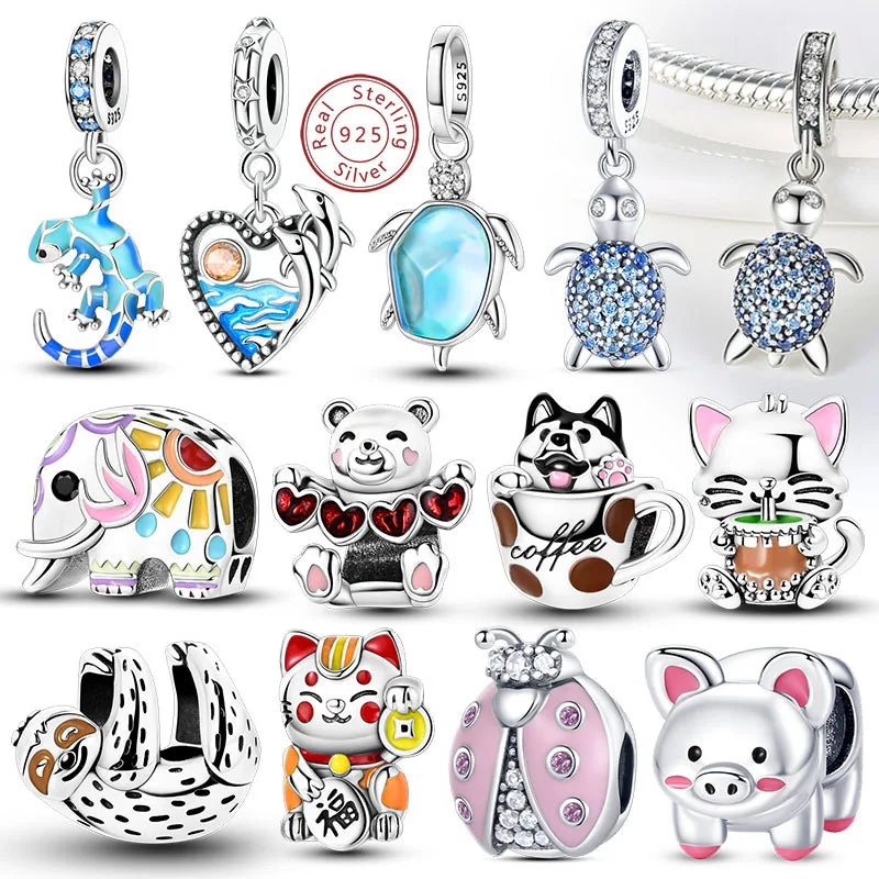 Cute Animal Puppy & Cat Charms | Fit Original 925 Sterling Silver Bracelet – DIY Women’s Fine Jewelry Beads