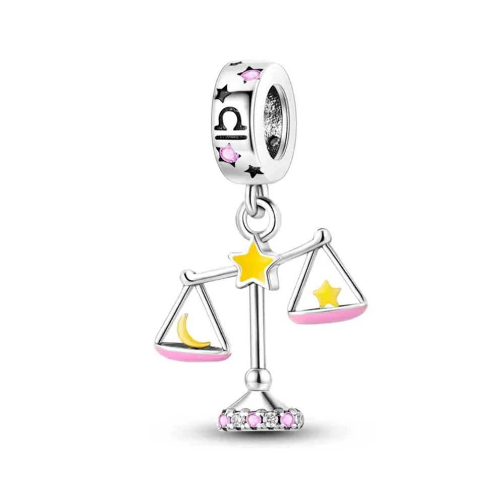 New 925 Sterling Silver Zodiac Charm | Twelve Constellations Series Libra Scorpio Gemini Fit Original Bracelet Women Jewelry