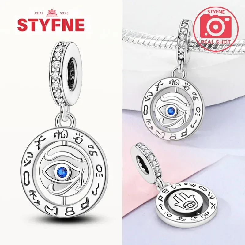 S925 Silver Heart Celtic Knot Lucky Blue Eye Charm – Fit Original Bracelet DIY Jewelry Gift for Women