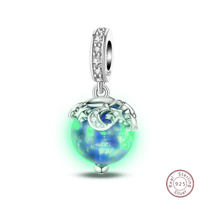 925 Sterling Silver Blue Zircon Ocean Shell Beaded Pendant | Fit Original 3mm Bracelet Women’s Fine Jewelry