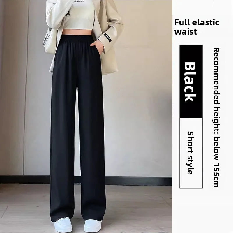 Women’s Slim Fit Straight Leg Suit Pants | Summer Thin Black Casual Trousers for Pear Shaped Body & Wide Hips