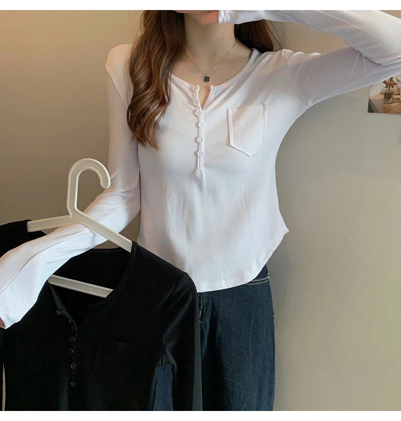 ✨ Plus Size Irregular Hem T-Shirt 👚 Long Sleeve Korean Style Top 🍁 Casual Spring Autumn Commute Wear