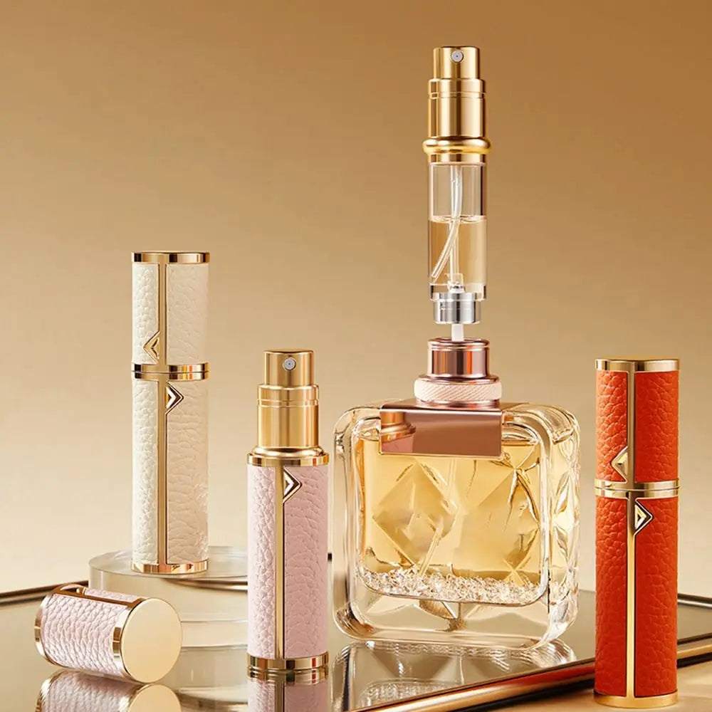 5ML PU Lychee Perfume Bottle – Refillable Bottom-Fill Atomizer | Travel Ultrafine Mist Fragrance Container