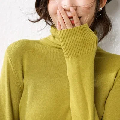 2025 Women’s Autumn Winter Turtleneck Sweater – Slim Fit Korean Knit Tops | Stretch Basic Pullovers