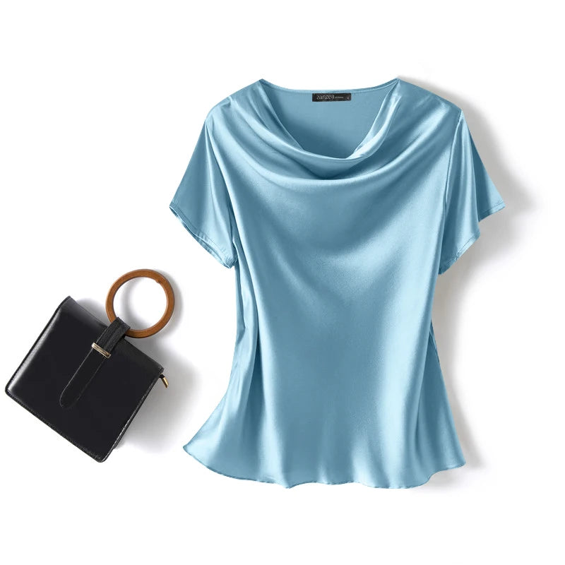 Women’s Summer ZANZEA Satin Blouse 2024 – Short Sleeve O-Neck Oversized Tunic 👚☀️
