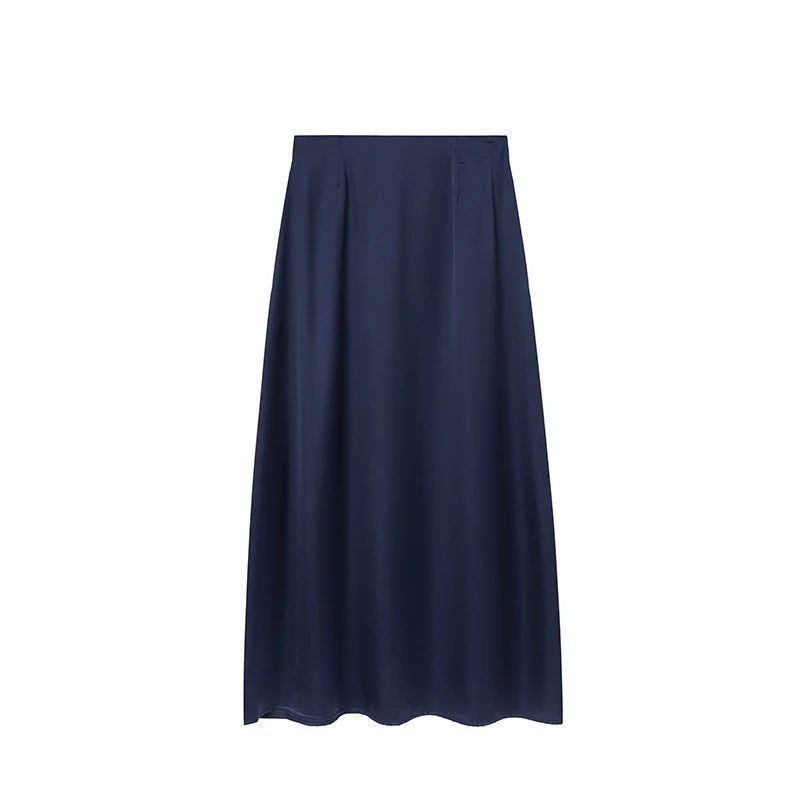 2024 Women’s Fashion Satin High Waist Midi Skirt – Stylish, Chic & Versatile Female Skirt