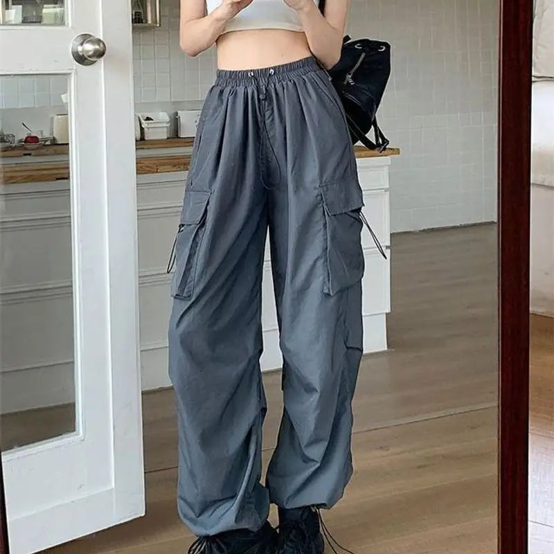 American Retro Workwear Casual Pants – Women’s Summer Straight Loose Wide Leg Trousers
