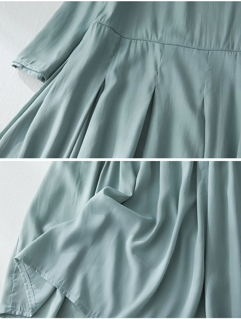 Elegant Lightweight Draped Dress for Women – Artistic Loose Cotton Linen Robe, Summer Airy Flowing Long Skirt, Travel & Vacation Outfit