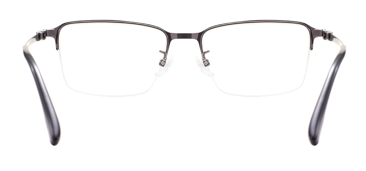 Metal Half Rim Rectangular Browline Glasses Frame for Men – Business & Prescription Eyewear