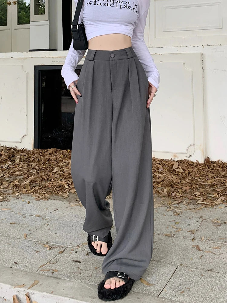 High Waist Loose Pants Women – Summer 2025 Retro Casual Drapey Versatile Trousers