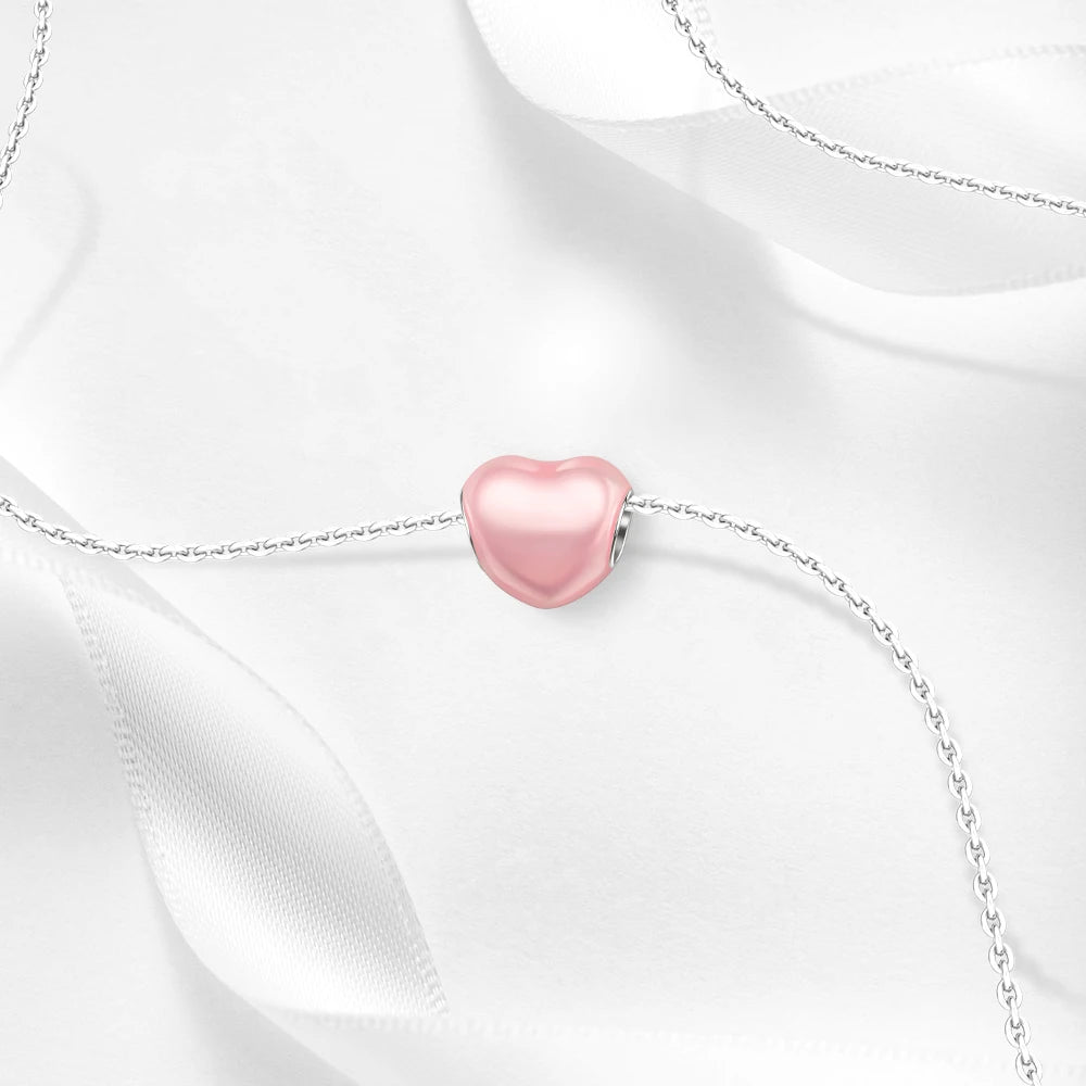 2025 New 925 Sterling Silver Colorful Shine Heart Charm Beads | Fit Snake Chain Bracelet & Necklace Women DIY Jewelry