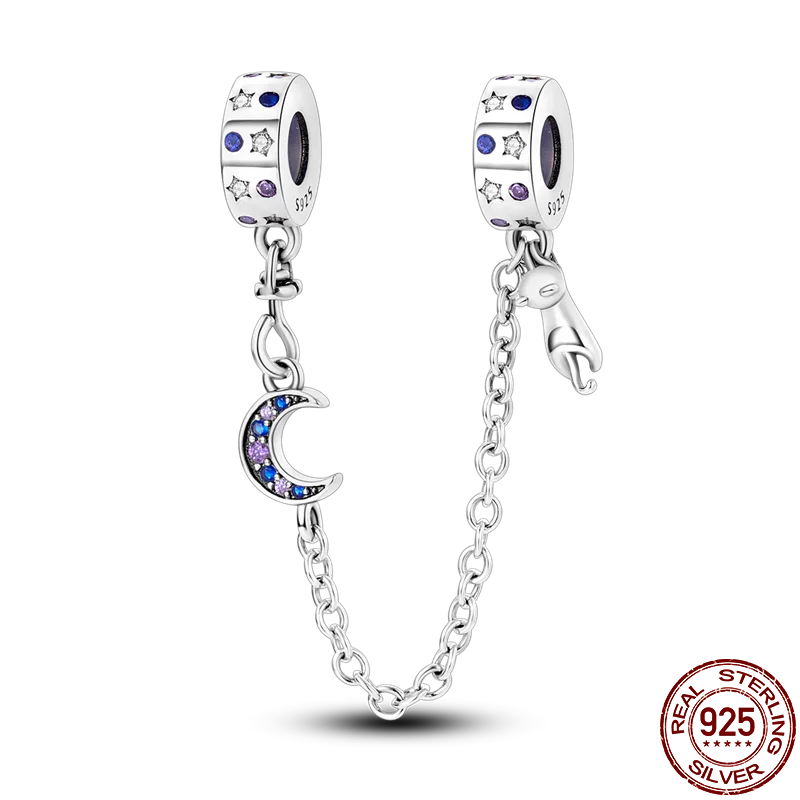 925 Sterling Silver Silicone Spacer Beads & Safety Chain | Clasp Charms Fit Original Pandora 3mm Bracelet – Women’s Jewelry