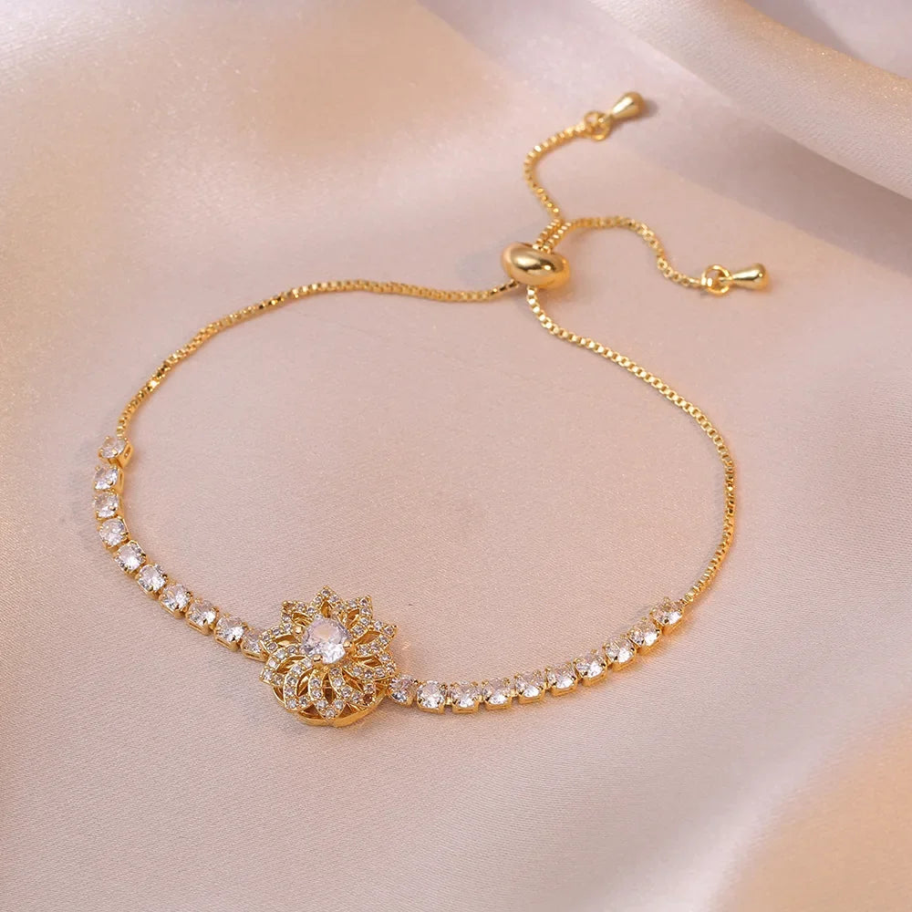 Multicolor Heart Charm Bracelet 💖 Titanium Steel Rhinestone Jewelry