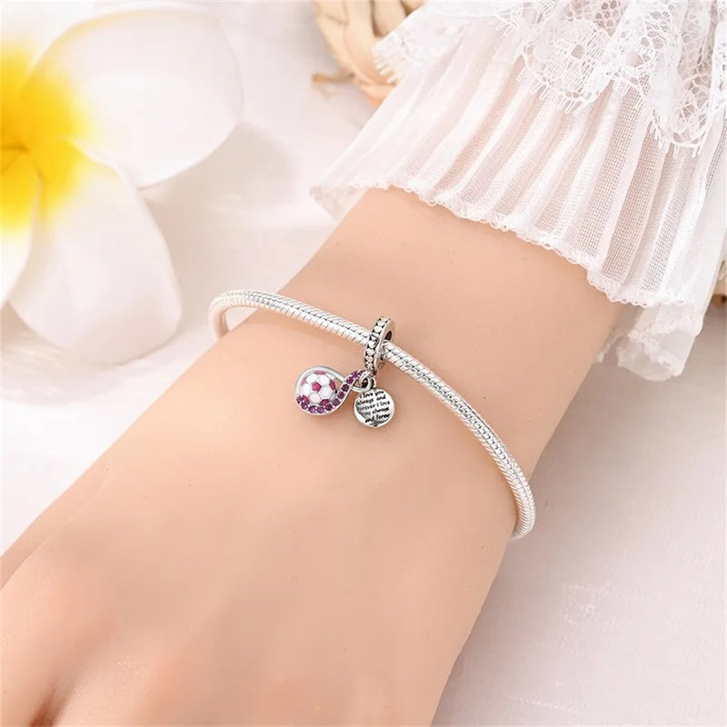 925 Sterling Silver Soccer Trophy Jersey Charm Beads – Fits 3mm Bracelets DIY Jewelry