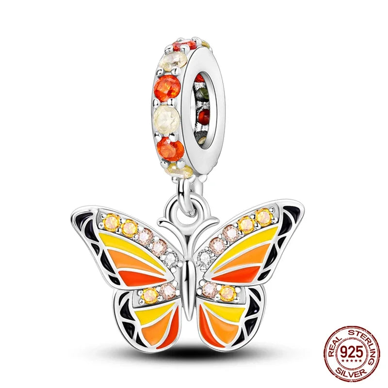 Fashion 925 Sterling Silver Colorful Butterfly Dragonfly Hummingbird Charms – Spring Series Beads Fit 925 DIY Bracelet