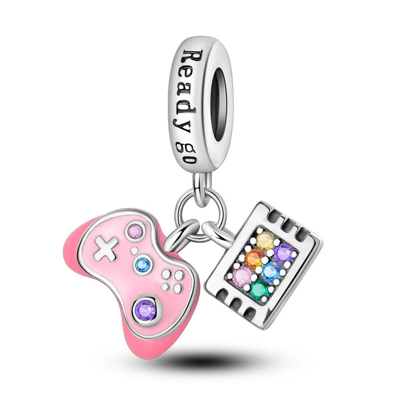 925 Sterling Silver Funny Playable Charms Beads | Smart Watch Tarot Bike Travel Dangle Fit Pandora Bracelet DIY Jewelry