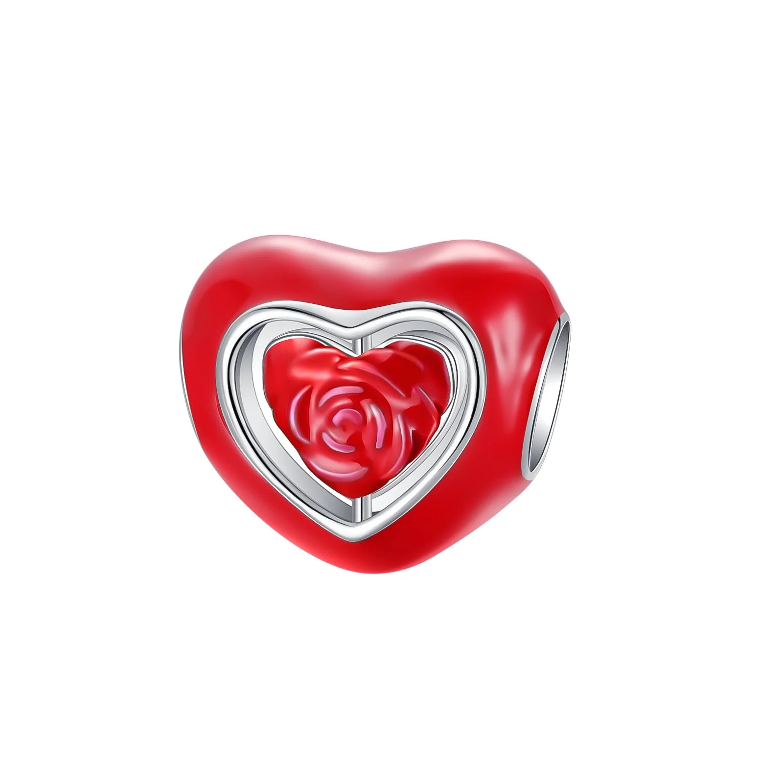 925 Sterling Silver Red Heart Charms | Apple, Rose & Gift Box Beads Fit Original Bracelet Necklace Women Jewelry