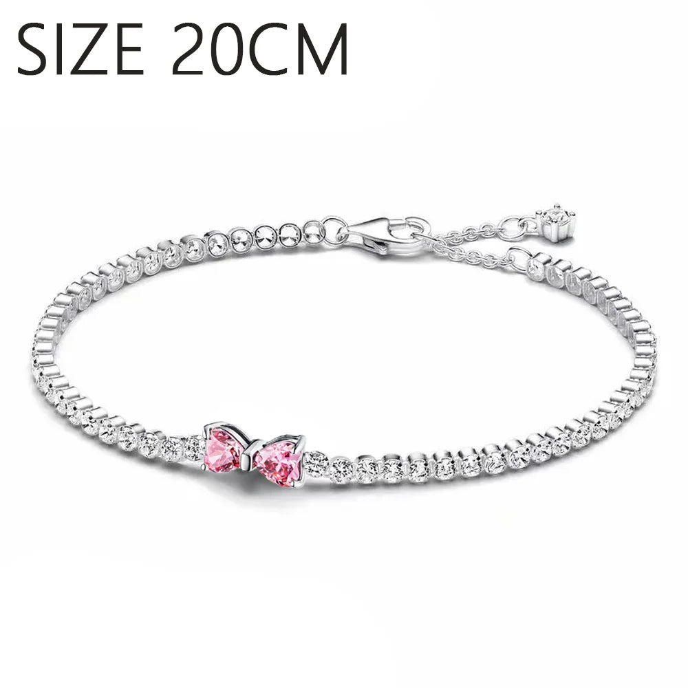 2024 New 925 Sterling Silver Bow Tie Jewelry Set | Zircon Ring, Earrings, Bracelet & Necklace for Women Gift
