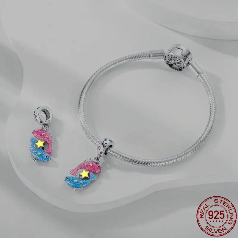 Original 925 Sterling Silver 12 Constellation Luminous Charm | Fits Pandora 3mm Bracelet DIY Jewelry Gift for Women