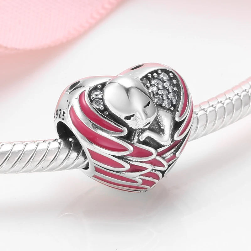 Give Birth To Life Pregnant Mother 925 Sterling Silver Charm | Pink CZ Beads Fit Original Bracelets