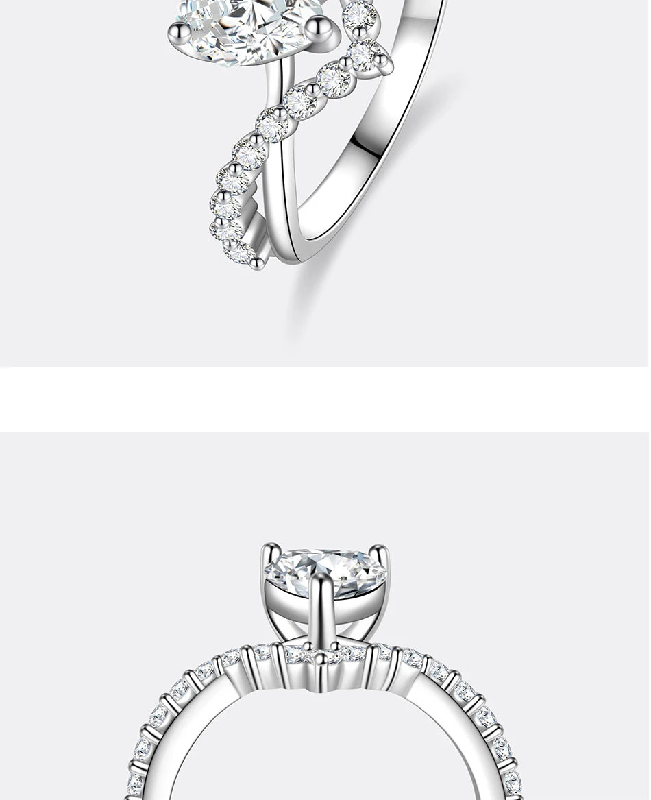 PERMANY 1CT Heart Cut Moissanite Ring for Women – S925 Sterling Silver Luxury Wedding Jewelry