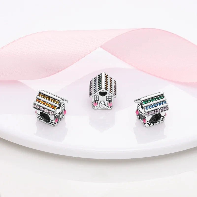 925 Sterling Silver Travel & Luggage Attractions Zircon Charm Beads | Fit Pandora Bracelet