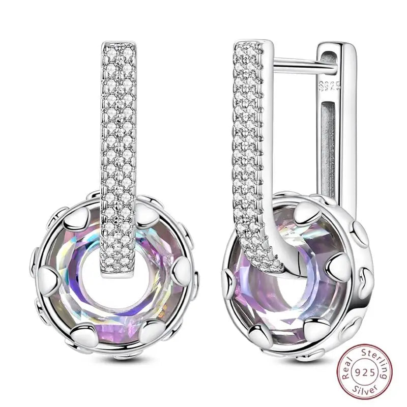 New Original 925 Sterling Silver Sweetheart Bow & Crab Ocean Earrings | Donut Zircon Round Design Women’s Fine Jewelry