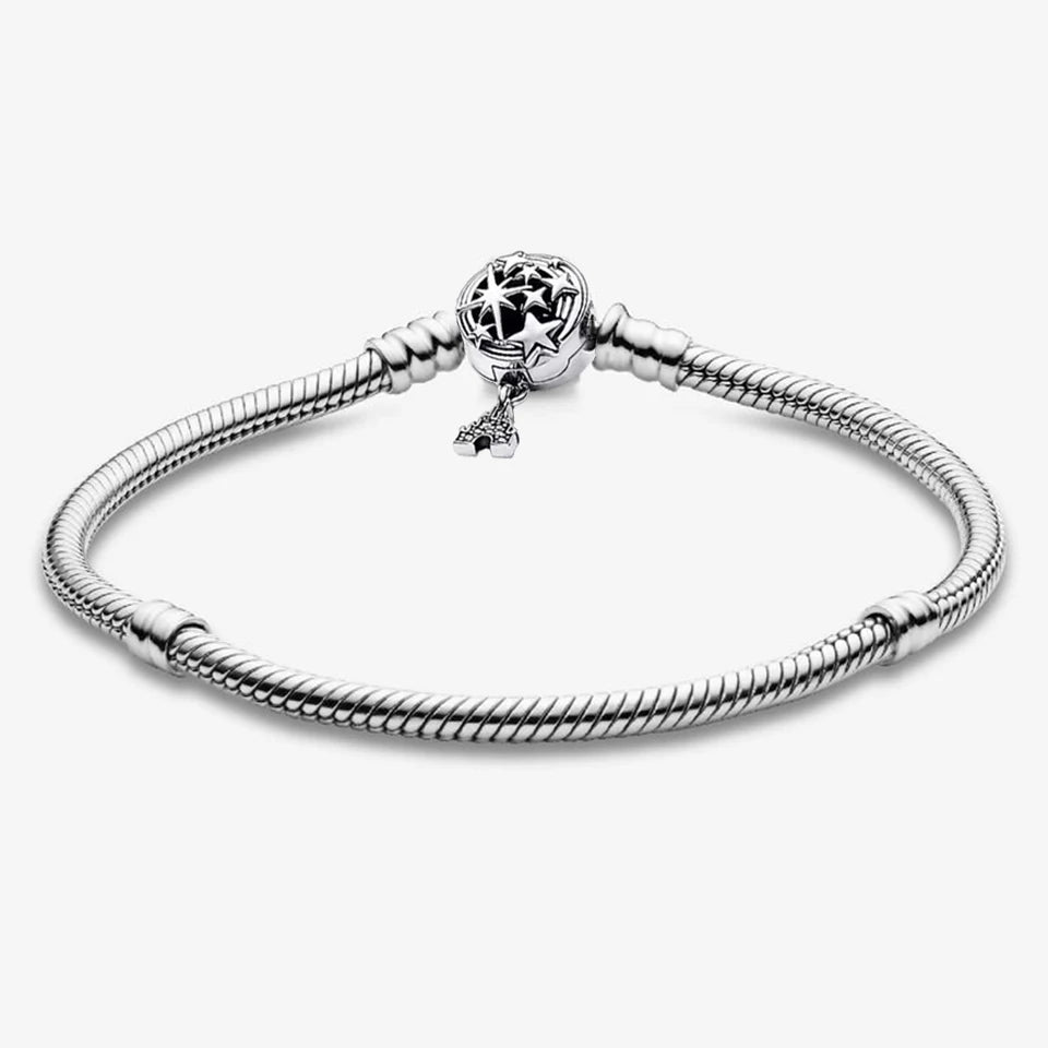 925 Sterling Silver Disney Minnie & Mickey Heart Charm Bracelet | Gold Bead ME Matte Braided Chain – Fashion DIY Jewelry