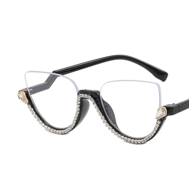 TANOXI Anti Blue Light Kardashian Flat Shield Sunglasses for Women – Y2K Punk Diamond Cutting Semi-Rimless Fashion Eyewear