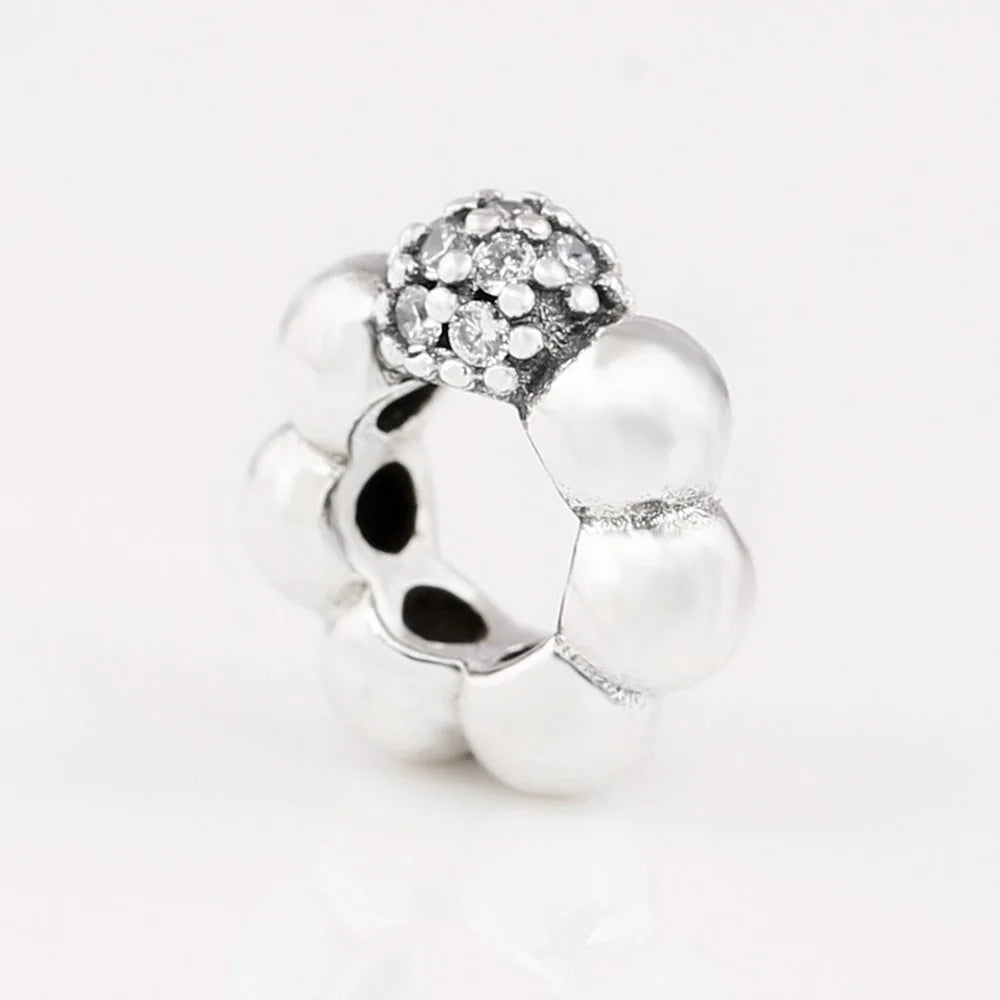 925 Sterling Silver Dazzling Daisy Flower Spacer Charm | Forget Me Not Bead for Women Bracelet DIY Jewelry Gift