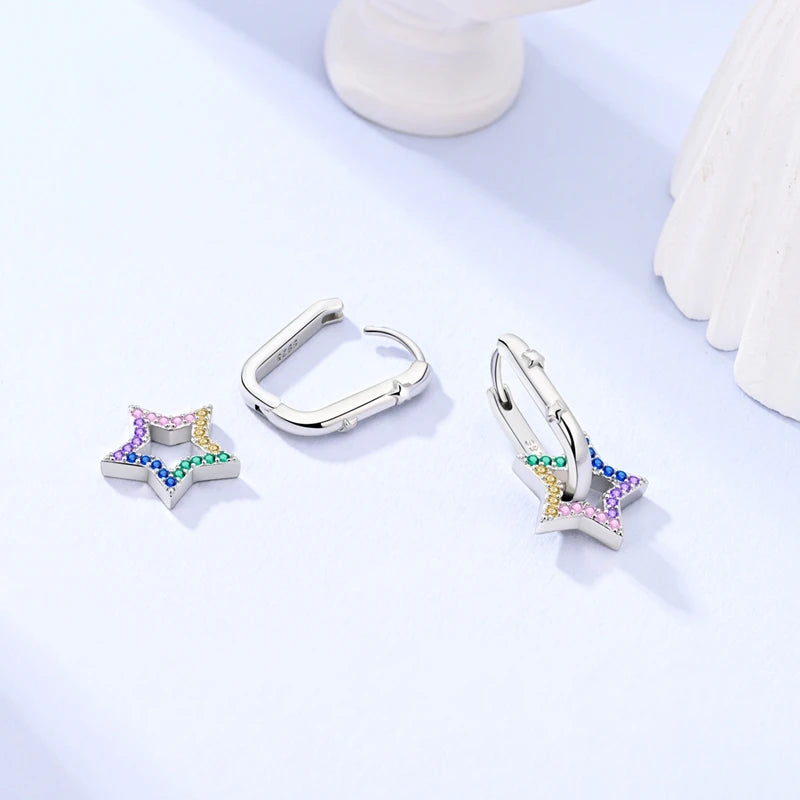 925 Sterling Silver Starlight Crystal Hoop Earrings – Circular Snake Bone Design Women’s Fashion Jewelry Gift