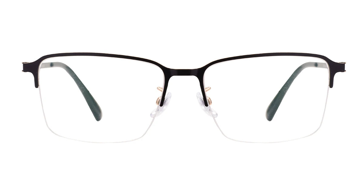 Metal Half Rim Rectangular Browline Glasses Frame for Men – Business & Prescription Eyewear