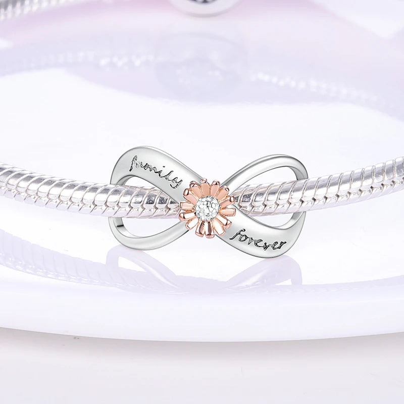 New 925 Sterling Silver Sunflower Heart Charm Bead | Original Bracelet DIY Jewelry Gift for Women
