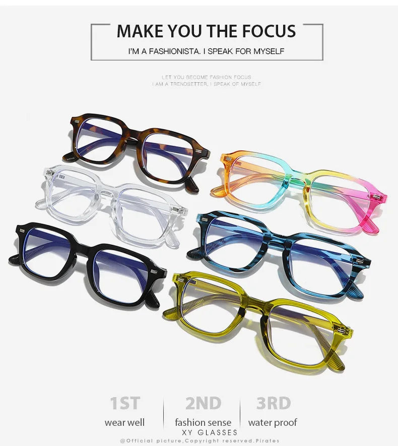 New Square Blue Light Blocking Glasses – Unisex Transparent Frame Eyewear with Rivets | Anti Blue Light Computer Glasses for Men & Women