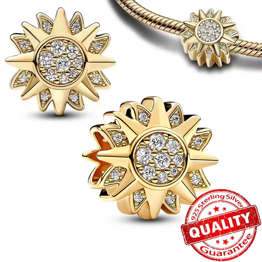 925 Sterling Silver Stars, Moon, Sun & Flower Dangle Earrings – DIY Bracelet Charms