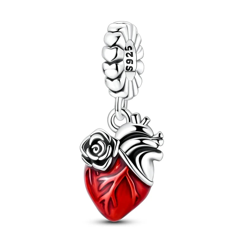 Hot Sale 925 Sterling Silver Heart Lung Rose Pendant Charm for Women – Fits Original Bracelet & Necklace