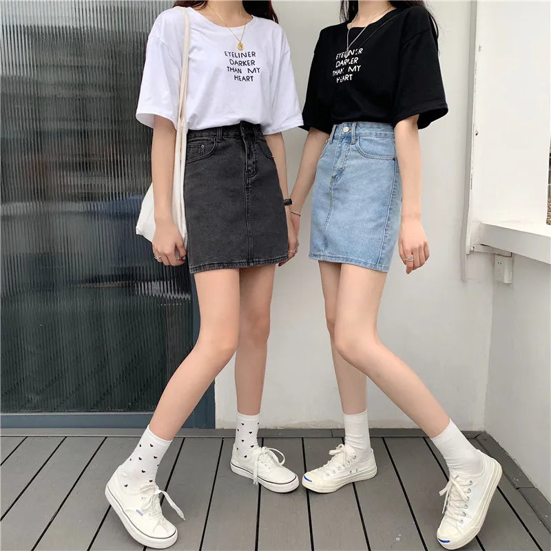 Women’s High Waist A-Line Denim Skirt | Slimming Bodycon Short Skirt Korean Style 2025