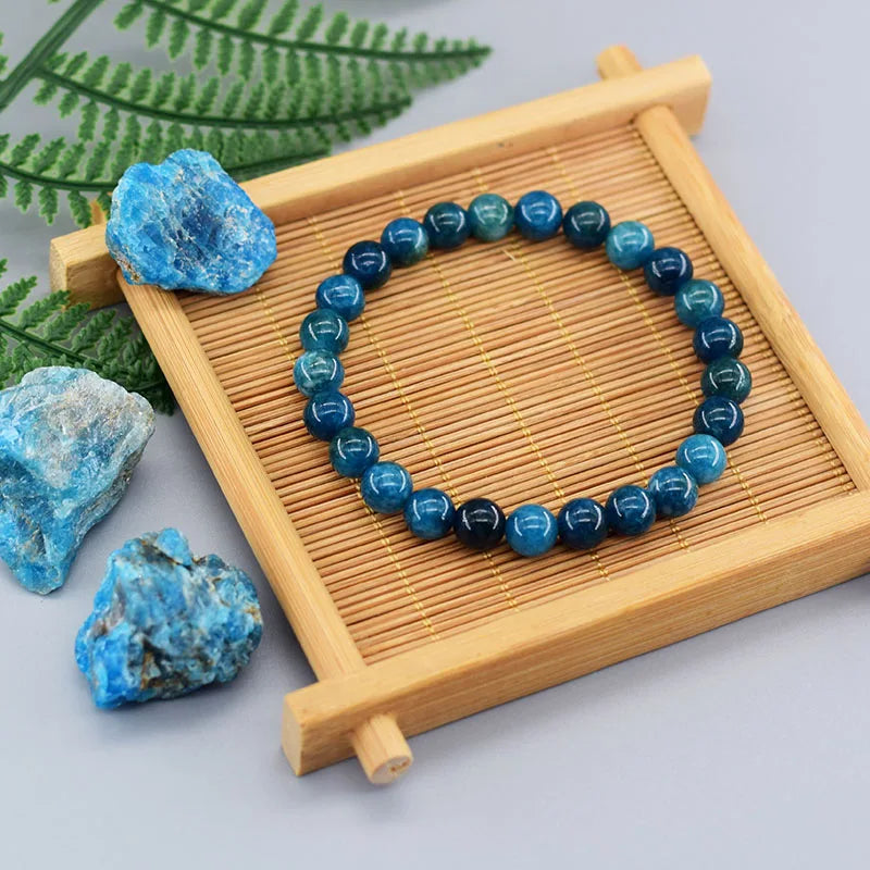 Original Reiki Blue Apatite Natural Stone Bracelet – Men & Women Healing Energy Jewelry for Health & Enthusiasm