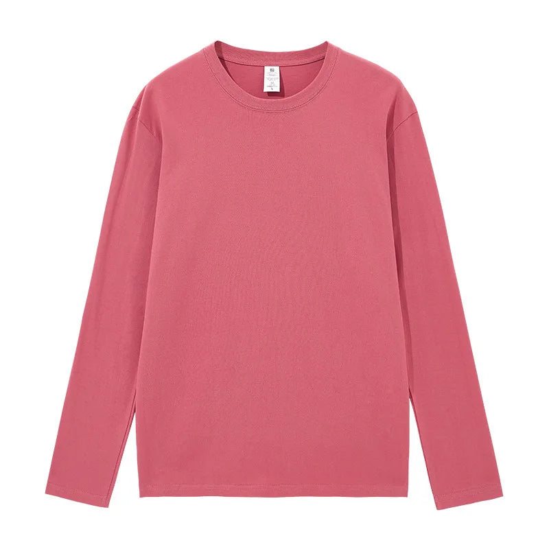 Spring Autumn Women’s Long Sleeve Cotton T-Shirt – Solid Casual Harajuku O-Neck Top 🌿✨